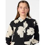 Y.a.s - Floral Midi Overhemdjurk - Zwart - Crème - Lange Mouwen