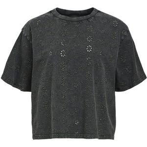 OBJECT T-shirt zwart broderie