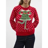 Gebreide Pullover - Rood - O-hals - Lange Mouwen - Ballonmouwen