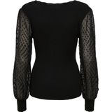 Pullover - Zwart - Ribbreisel - 80% Viscose, 20% Nylon