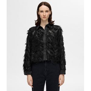 Selected Femme - Slfmyline LS Fluffy Cropped Shirt - Blouse - Zwart
