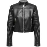 Leren Jas - Black - Zonder Capuchon - Lange Mouwen - Regular Pasvorm