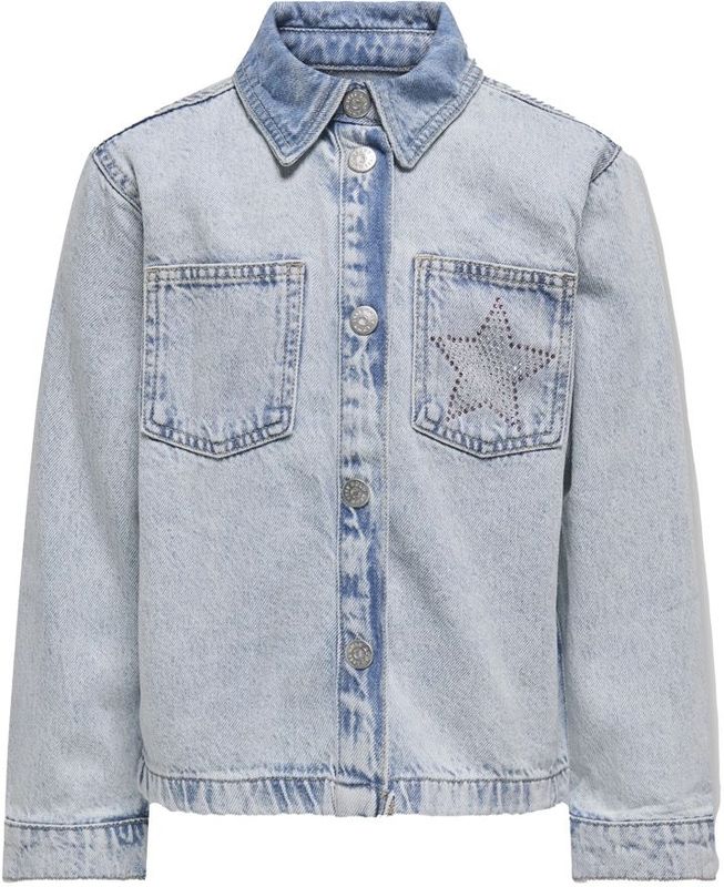 Kogcarly - Denim Jas - Gespreide Kraag - Lange Mouwen - Knoopsluiting - Borstzakken