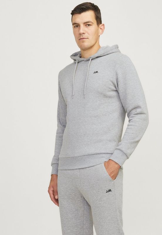 Jj Rebel Jrebrebel Logo Sweat Hood Noos Heren Trui - Light Grey Melange