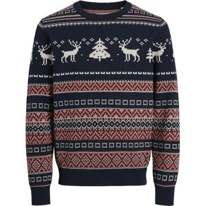 Jack & Jones Heren Kersttrui JJXMAS SNOWBALL Blauw/Rood - Maat S