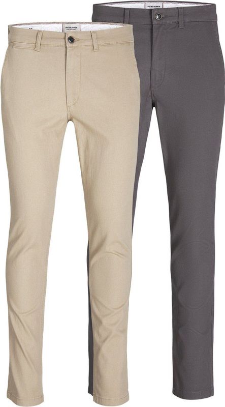 JACK & JONES Marco Dave (2-pack) loose fit - heren chino - beige en donkergrijs