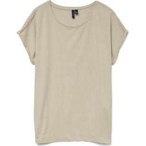Vero Moda T-shirt Vmlava Glitter Ss Top Stripe Ga Jrs 10250488 Oatmeal gold Lurex Dames