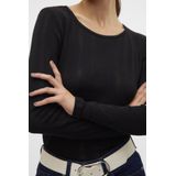 Vero Moda T-shirt Vmlisa Pointelle Ls Top Jrs Noos 10316915 Black Dames