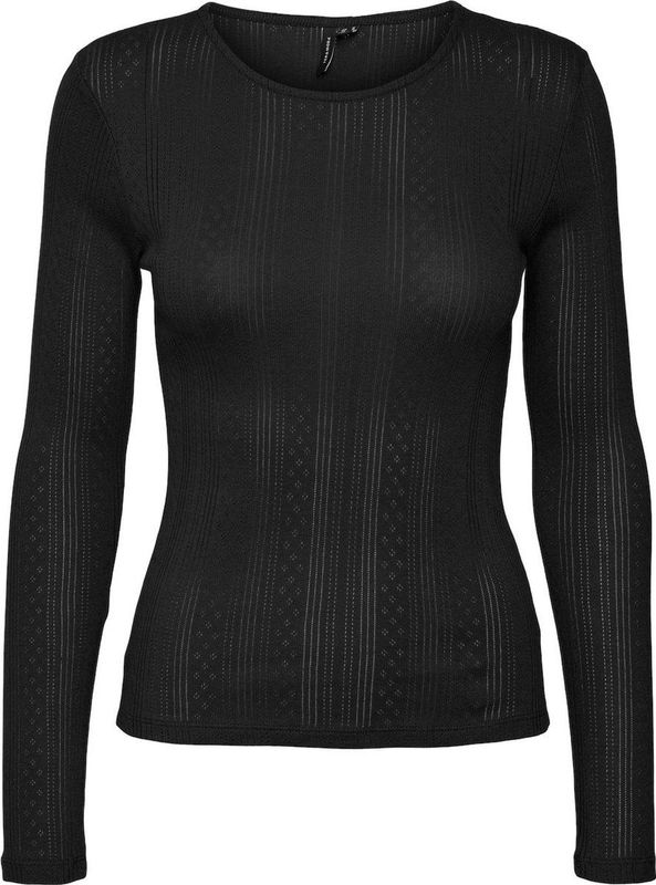 Vero Moda T-shirt Vmlisa Pointelle Ls Top Jrs Noos 10316915 Black Dames