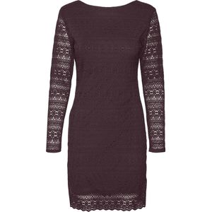 Kanten Jurk - V-Hals - Lange Mouwen - Knielengte - Polyester Voering