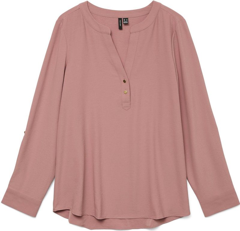Vmani - Blouse - V-Hals - Lange Mouwen - Knoop Detail - Regular Fit
