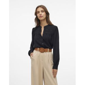 Vmemma - Overhemd - Lange Mouwen - Chinese Boord - Loose Fit - Kanten Detail