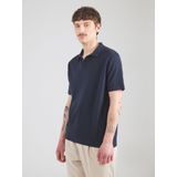 Selected Homme - Korte Mouw Polo - Blauw - Gebreid - V-hals