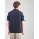 Selected Homme - Korte Mouw Polo - Blauw - Gebreid - V-hals