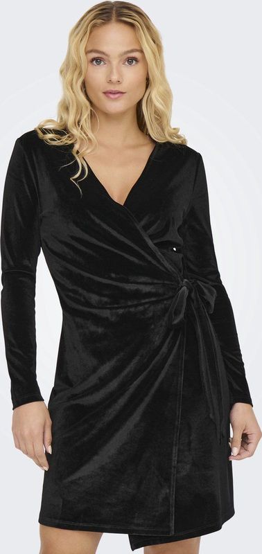 Jacqueline de Yong - Sandy - Jurk - Zwart - Lange Mouwen - Wikkelsluiting