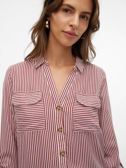 Blouse - VMBumpy - Gestreept - Klassieke Blouse - Lange Mouw - Normale Pasvorm
