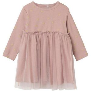 Jurk - Streep - Ribtricot - O-hals - Lange Mouwen - Glitterprint