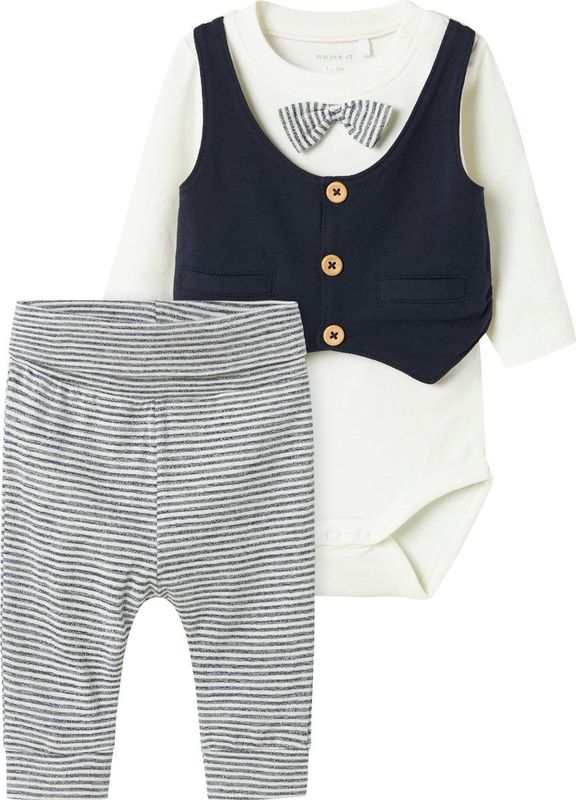 Romper Set - Lange Mouwen - Ronde Hals - Met Strik en Knoop Detail