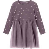 Jersey - Jurk - All-over Print - Glitterprint - Regular Fit - O-hals - Lange Mouwen