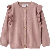 Gebreide Cardigan - Glitterstof - Ronde Hals - Lange Mouwen - Ruches