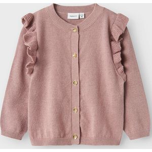 Gebreide Cardigan - Glitterstof - Ronde Hals - Lange Mouwen - Ruches