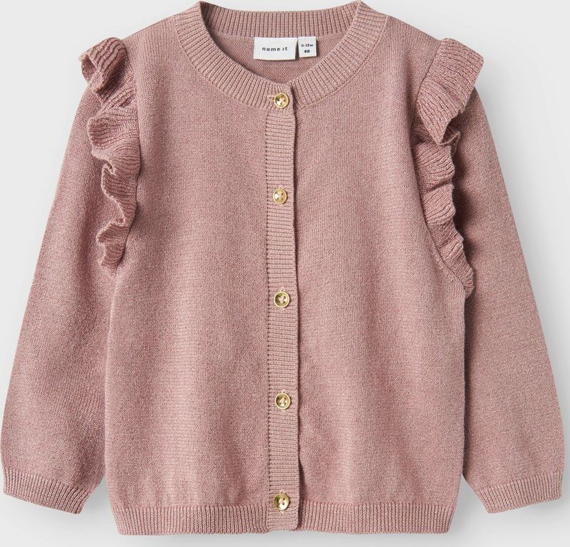 Gebreide Cardigan - Glitterstof - Ronde Hals - Lange Mouwen - Ruches