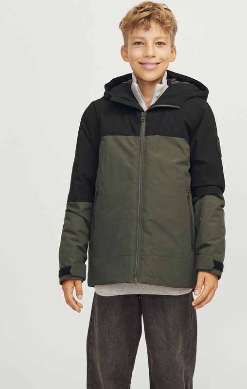 JACK & JONES JUNIOR - JCOAIDEN TRANSITIONAL - Gewatteerde Winterjas - Donkergroen/Zwart - Polyester