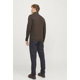 JACK & JONES - Emil - Schipperstrui - Donkerbruin Melange - Viscosemengsel, Rits, Strak Getailleerd