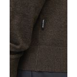 JACK & JONES - Emil - Schipperstrui - Donkerbruin Melange - Viscosemengsel, Rits, Strak Getailleerd