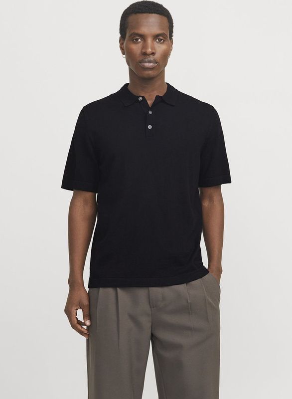 Jack & Jones Kurzarmpullover JJEEMIL KNIT RELAXED POLO SS SN mit Polo Kragen