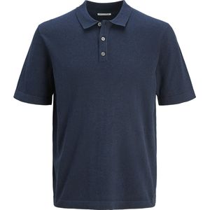 Jack & Jones - Jjeemil Knit Relaxed Polo - Navy Blazer - Katoen/Viscose/Polyamide