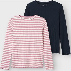 NAME IT NKFVEMMA 2P LS SLIM TOP Meisjes T-shirt - Maat 122/128