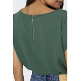 Boven - Ronde Hals - Korte Mouwen - Ritssluiting - Normale Pasvorm - Zwart - Polyester