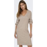 Jerseyjurk - V-Hals - Lange Ballonmouwen - Midi-lengte - Regular Fit