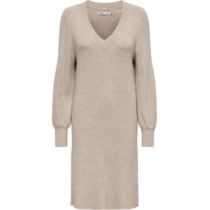 Jerseyjurk - V-Hals - Lange Ballonmouwen - Midi-lengte - Regular Fit