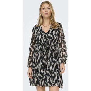 ONLY - ONLCera - Jurk - Beige / Zwart / Wit - Korte Lengte - Getailleerd