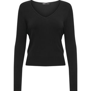 Gebreide Trui - Zwart - V-hals - Elastisch Breisel