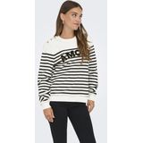 Only - Onlallie Stripe O-neck Cs Swt - Cloud Dancer/Black - Dames Sweater