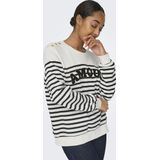 Only - Onlallie Stripe O-neck Cs Swt - Cloud Dancer/Black - Dames Sweater