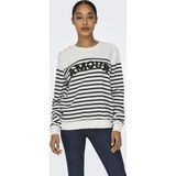 Only - Onlallie Stripe O-neck Cs Swt - Cloud Dancer/Black - Dames Sweater