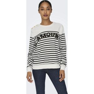 Only - Onlallie Stripe O-neck Cs Swt - Cloud Dancer/Black - Dames Sweater