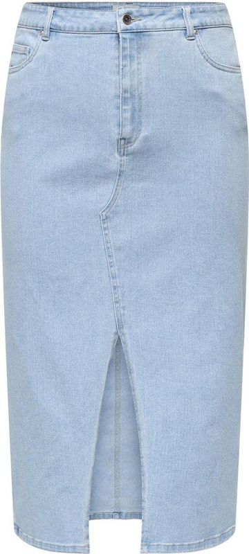 ONLY CARMAKOMA - Rok - Midi - Zwart - Katoen - Split Voor