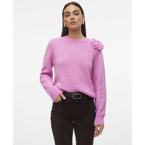 Vero Moda - Vmadia Ls o-Neck Flower Pullover Ga - Dames - Gebreide Truien