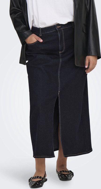ONLY Carmakoma - Halflange Jeansrok - Donkerblauw - Denim - 5-Pocketmodel