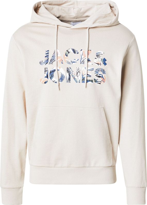 JACK & JONES - Hoodie - Beige - Katoen - Met Kap - Lange Mouwen