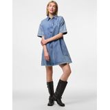 Pckenya Ss A-Shape Denim Dress Noos Bc, blauw (medium blue denim), M