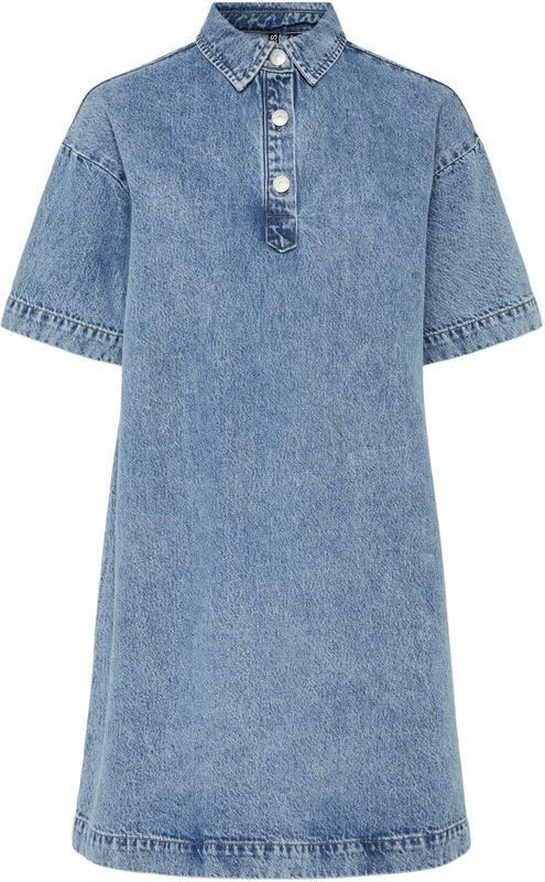 Pckenya Ss A-Shape Denim Dress Noos Bc, blauw (medium blue denim), M