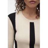 Vero Moda Trui Vmgold New Rib Ls O-neck Pullover 10311391 Birch/w. Black Dames