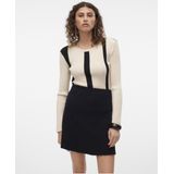 Vero Moda Trui Vmgold New Rib Ls O-neck Pullover 10311391 Birch/w. Black Dames