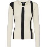 Vero Moda Trui Vmgold New Rib Ls O-neck Pullover 10311391 Birch/w. Black Dames